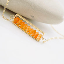 Load image into Gallery viewer, TN Carnelian Long Bar Necklace (Gold-filled)