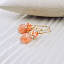 Load image into Gallery viewer, TN Sunstone &amp; Carnelian Nested Earrings (Gold-vermeil)