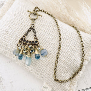 TN Blue Kyanite & London Blue Topaz Pendant (Brass)