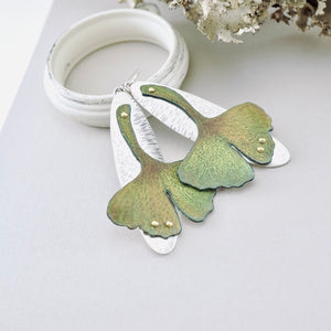 RH - Gingko Oval Drop Earrings (Olive & Umber)