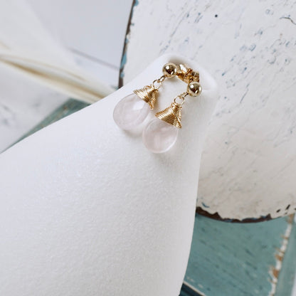 Petite Rose Quartz Drop Post Earrings