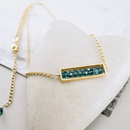 Blue Quartz Long Bar Necklace