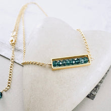 Load image into Gallery viewer, Blue Quartz Long Bar Necklace