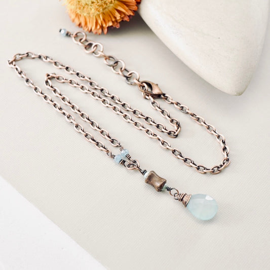 Petite Chalcedony Barrel Pendant