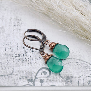 TN Green Onyx Drop Earrings (Copper)