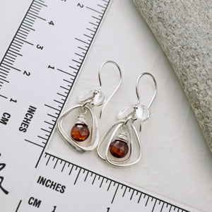 TN Rounded Triangle Garnet Hoop Earrings (SS)