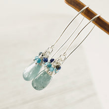 Load image into Gallery viewer, TN Blue Kyanite &amp; Apatite Long Earrings (SS)