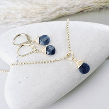 Load image into Gallery viewer, TN Petite Blue Sapphire Drop Earrings (Gold-filled)