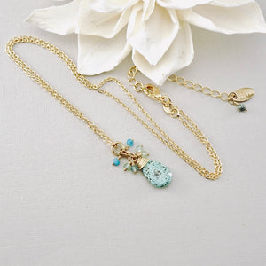 TN Turquoise & Aquamarine Charm Pendant (Gold-filled)