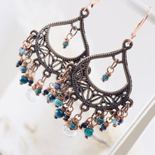 Load image into Gallery viewer, TN Aqua Blue &amp; Turquoise Chandelier Earrings (copper)