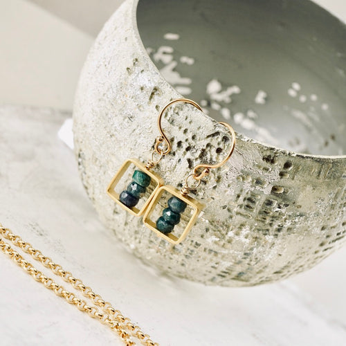 TN Emerald Petite Bar Earrings (Gold Vermeil)