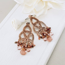 Load image into Gallery viewer, Strawberry Quartz Chandelier Earrings