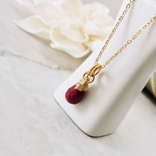 Natural Ruby Drop Pendant