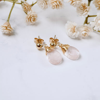 Petite Rose Quartz Drop Post Earrings