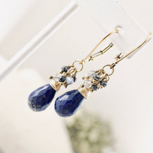 Load image into Gallery viewer, TN Lapis &amp; Labradorite Cluster Earrings (gold-filled)