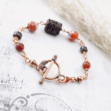 Load image into Gallery viewer, TN Fire Agate Copper Noodle Bracelet (Toggle Clasp)
