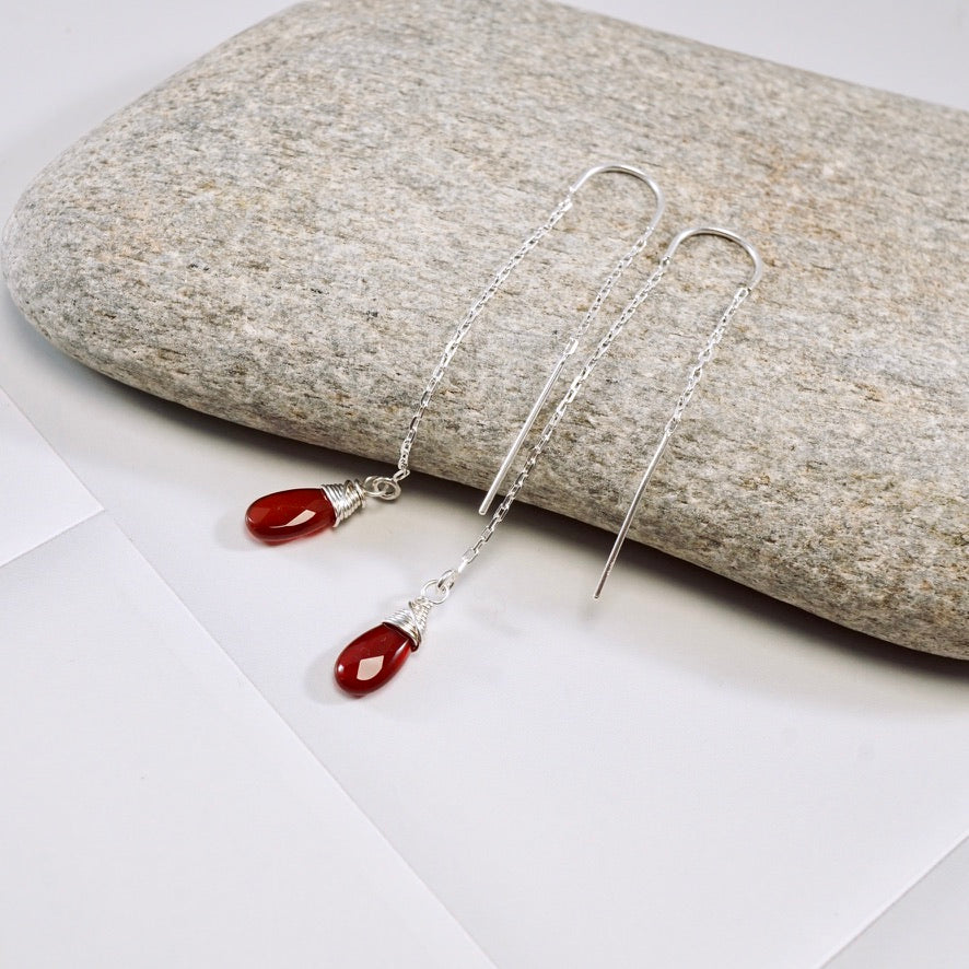 Carnelian U-Threader Drop Earrings