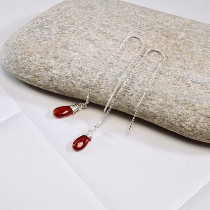 Carnelian U-Threader Drop Earrings