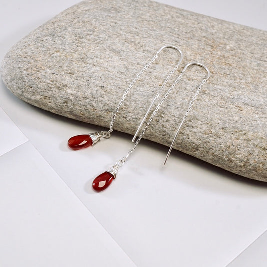 Carnelian U-Threader Drop Earrings