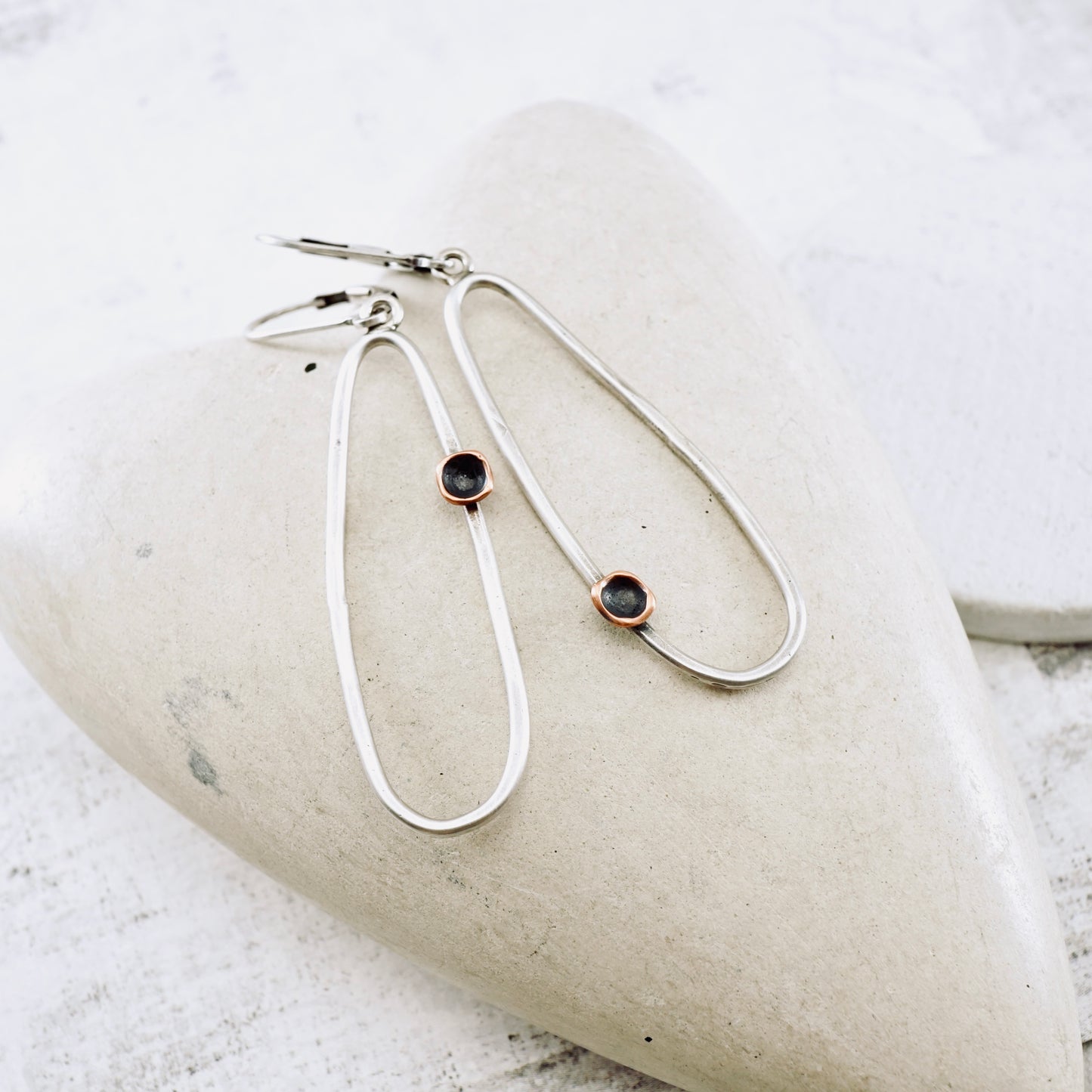 Offset Square Pod Elongated Loop Earrings