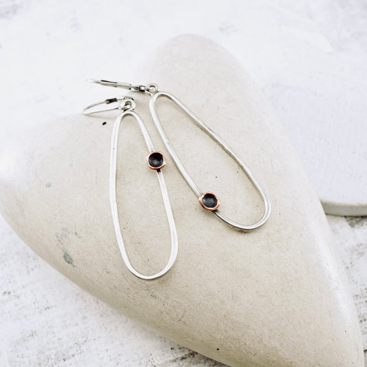 Offset Square Pod Elongated Loop Earrings