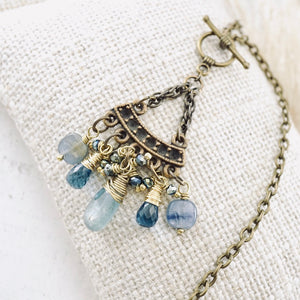 TN Blue Kyanite & London Blue Topaz Pendant (Brass)