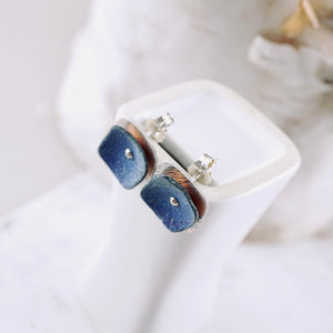 RH - Retro Double Square Stud Earrings (Denim Blue)