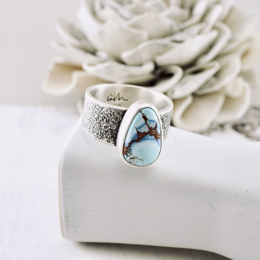 Golden Hill Turquoise Silver Dust Ring (Size: 7)