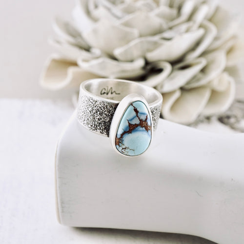 AM – Golden Hill Turquoise Silver Dust Ring (SS) (Size: 7)