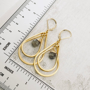 TN Labradorite Double Hoop Earrings (Gold Vermeil)