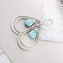 Load image into Gallery viewer, TN Double Hoop Turquoise Drop Pendant (Sterling)