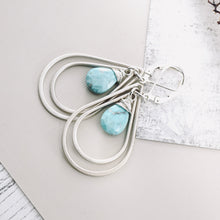 Load image into Gallery viewer, TN Double Hoop Turquoise Drop Earrings (Sterling)
