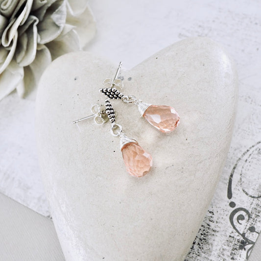 Pink Crystal Textured Post Earrings