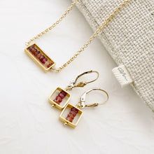 Load image into Gallery viewer, TN Pink Tourmaline Petite Bar Earrings (Gold-filled)