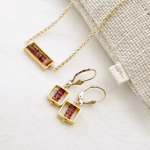 TN Pink Tourmaline Petite Bar Earrings (Gold-filled)
