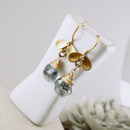Moss Aquamarine Ladybug Earrings