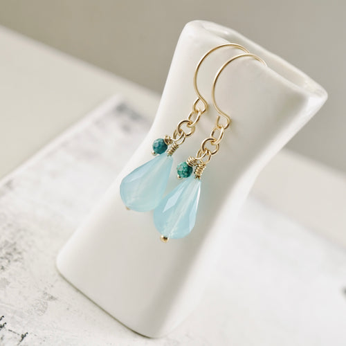 TN Azure Breeze Chalcedony Earrings (Gold-filled)