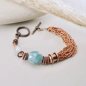 TN Boho Blue Quartz Tassel Bracelet (Copper)