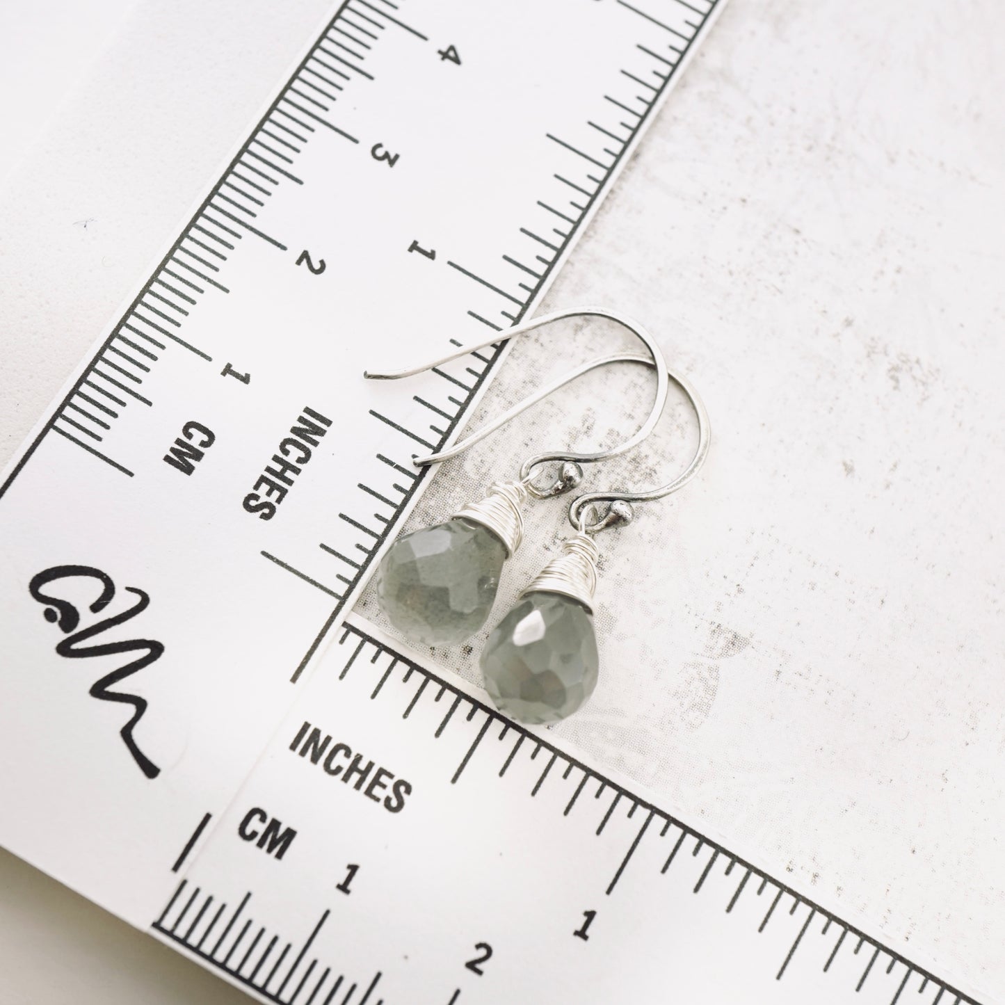 Gray Moonstone Drop Earrings