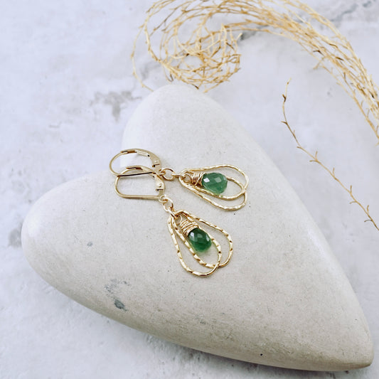 Zambian Emerald Double Hoop Earrings