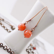 Load image into Gallery viewer, TN Hot Pink Agate Long Earrings (Copper)
