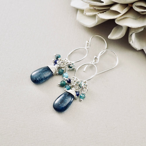 TN Royal Blue Kyanite Petite Chandelier Earrings (SS)