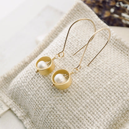 Natural White Half-Round Pearl Earrings