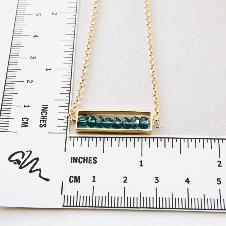 Blue Quartz Long Bar Necklace