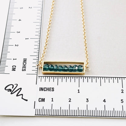 Blue Quartz Long Bar Necklace