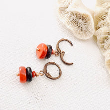 Load image into Gallery viewer, TN Coral &amp; Garnet Earrings (Copper)