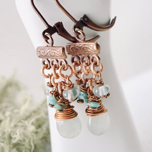 TN Petite Aquamarine Chandelier Earrings (Copper)