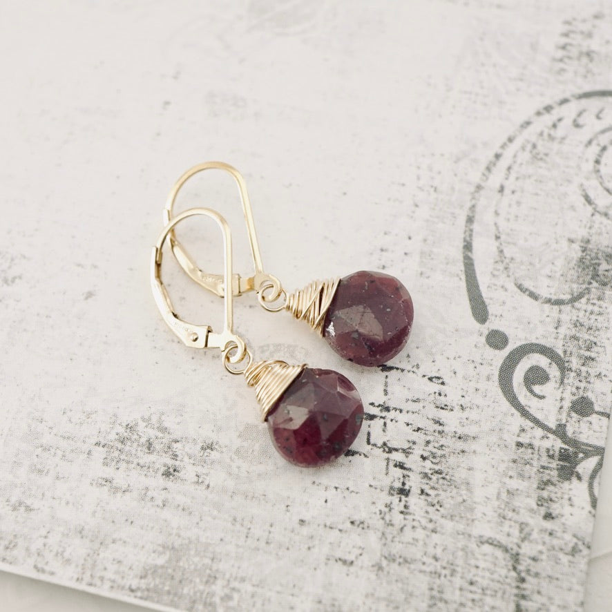 Ruby Faceted Drop Earrings