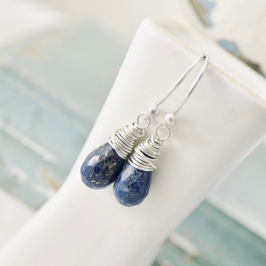 Lapis Drop Earrings - French Ear wire
