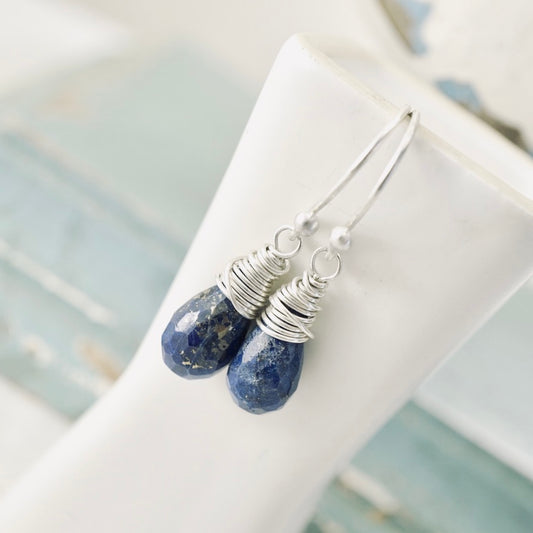 Lapis Drop Earrings - French Ear Wire